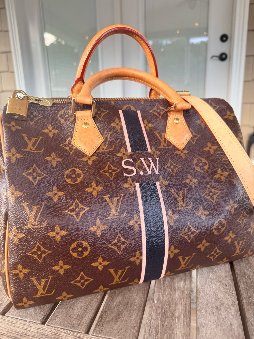 Louis Vuitton Speedy Bandoulière 30 My LV Heritage Pink Stripe + Strap & Keys